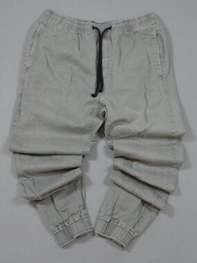 American Eagle Men’s XS Khaki Jogger Pants Elastic Waist Drawstring Tapered Cuff